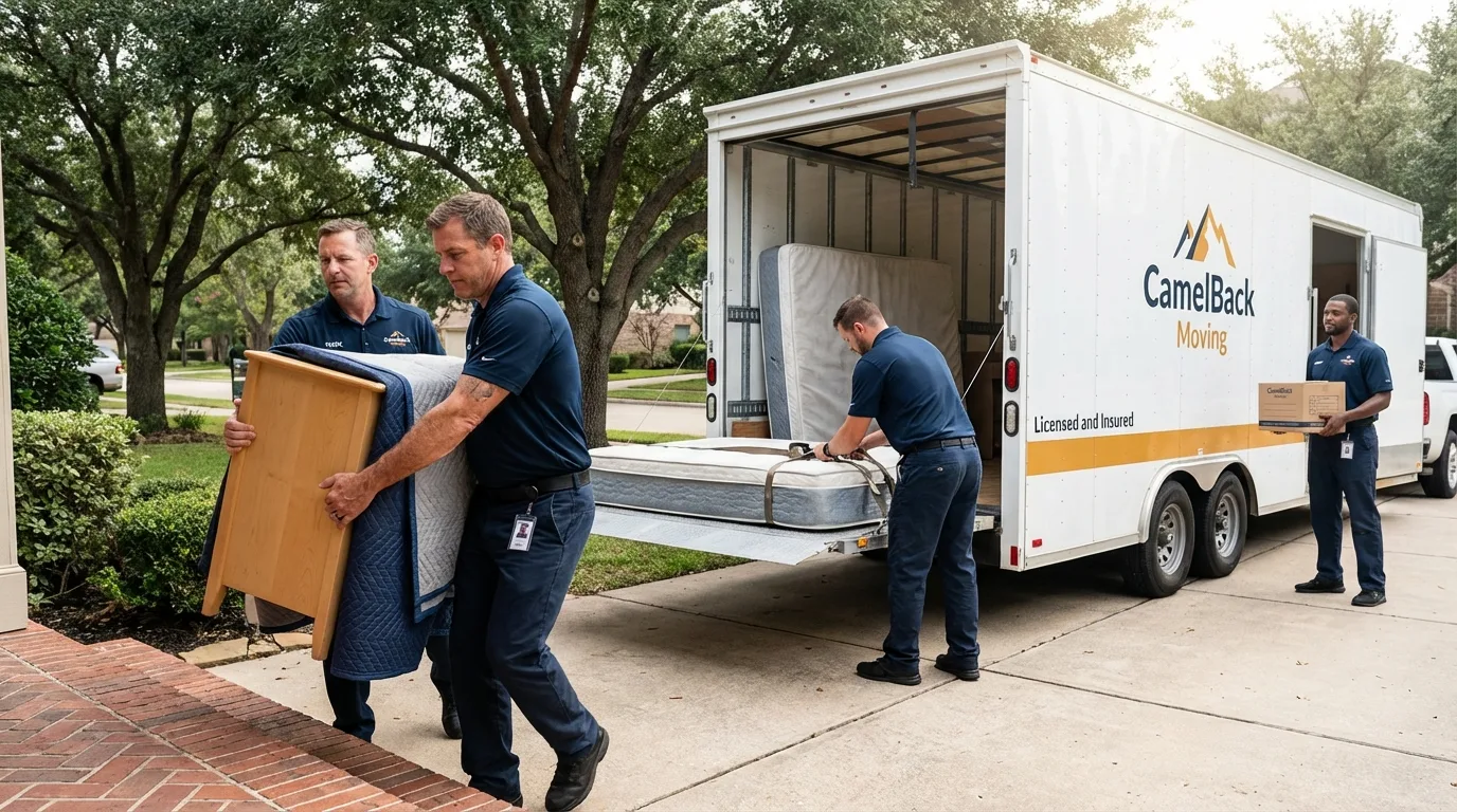 Crew loading residential truck for cross-state move from Brewton, AL