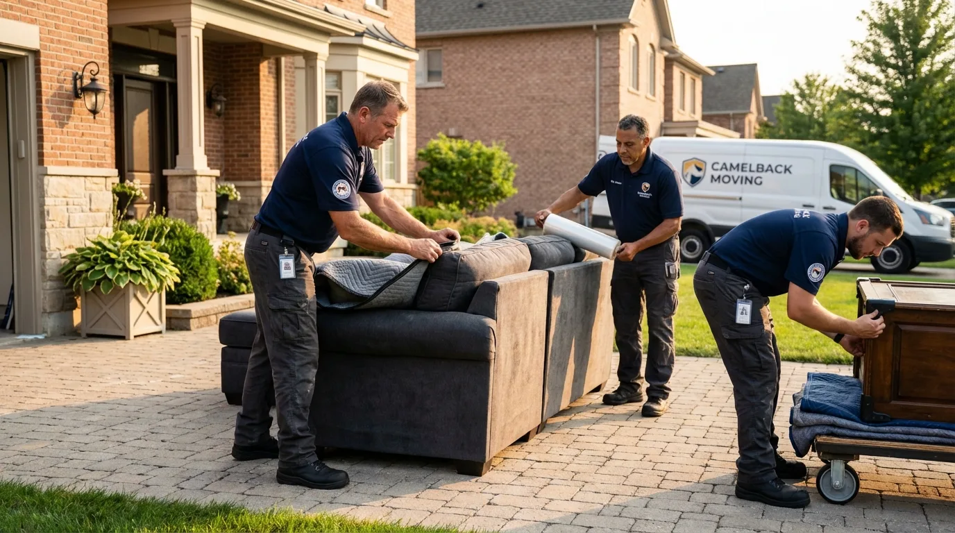 Large estate moving crew wrapping furniture in Brewton, AL